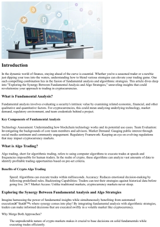 “Exploring the Synergy Between Fundamental Analysis and Algo Strategies”