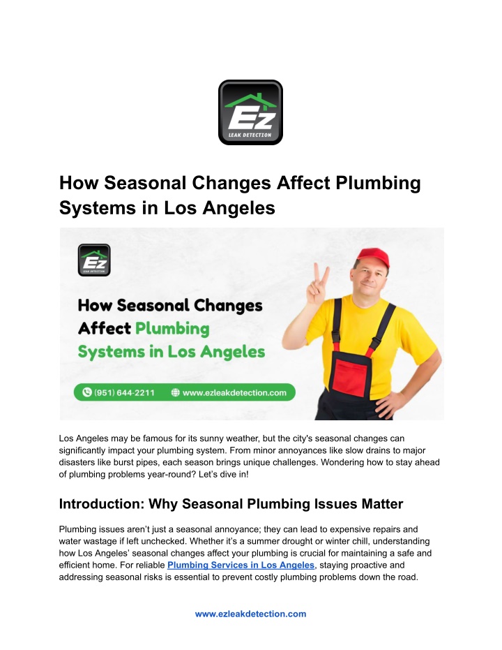 how seasonal changes affect plumbing systems