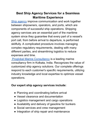 ship agency services