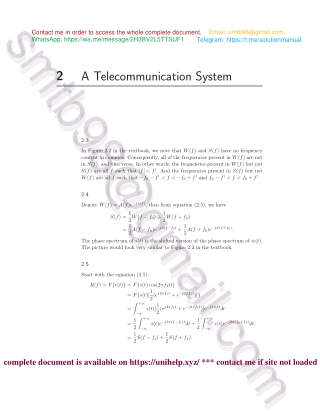 Solution Manual for Software Receiver Design by Richard Johnson