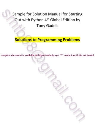 Solution Manual for Starting Out with Python 4th Global Edition by Tony Gaddis