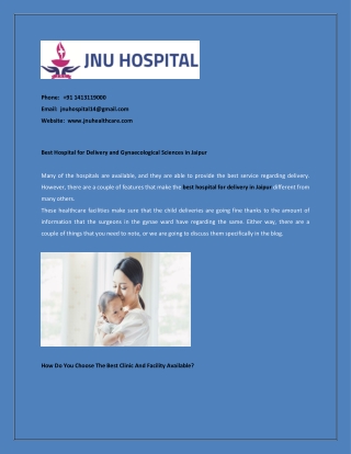 Best Hospital for Delivery and Gynaecological Sciences in Jaipur