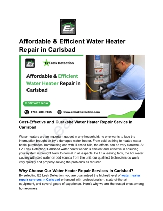 Affordable & Efficient Water Heater Repair in Carlsbad