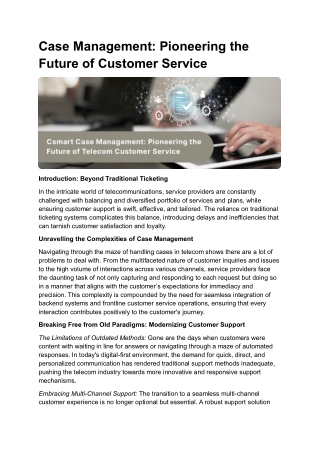 Case Management Pioneering the Future of Customer Service