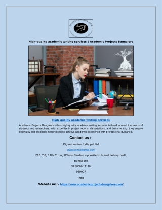 High-quality academic writing services | Academic Projects Bangalore