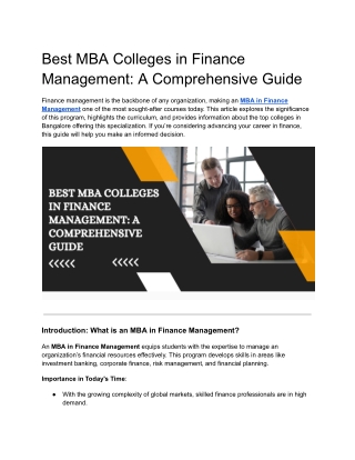 Best MBA Colleges in Finance Management_ A Comprehensive Guide