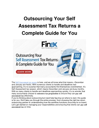 Outsourcing Your Self Assessment Tax Returns a Complete Guide for You