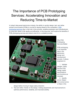 the importance of pcb prototyping services