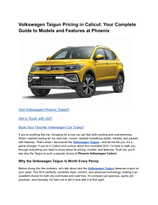 Volkswagen Taigun Pricing in Calicut_ Your Complete Guide to Models and Features at Phoenix