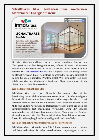 Schaltbare Glas