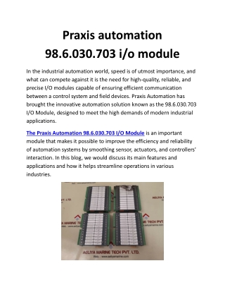 praxis automation 98 6 030 703 i o module