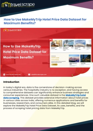 How to Use MakeMyTrip Hotel Price Data Dataset for Maximum Benefits