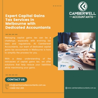 Expert Capital Gains Tax Services in Melbourne with Dedicated Accountants