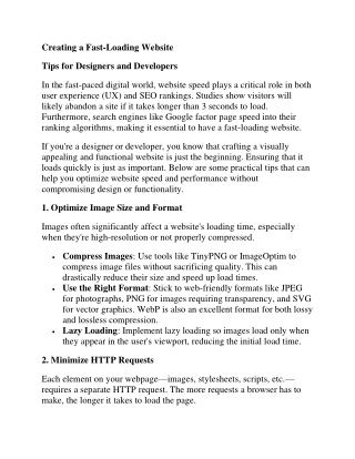 Creating a Fast-Loading Website