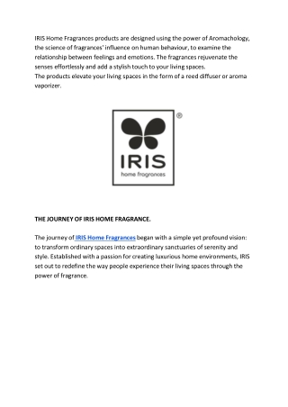 iris home fragrances products are designed using