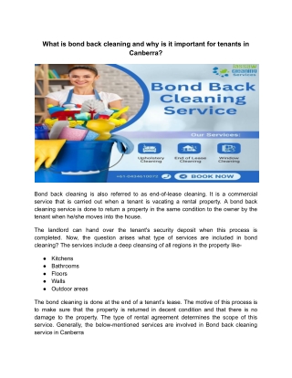 What is bond back cleaning and why is it important for tenants in Canberra_