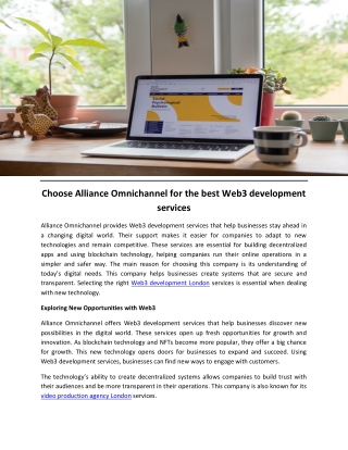 Choose Alliance Omnichannel for the best Web3 development services