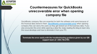 countermeasures for quickbooks unrecoverable error when opening company file