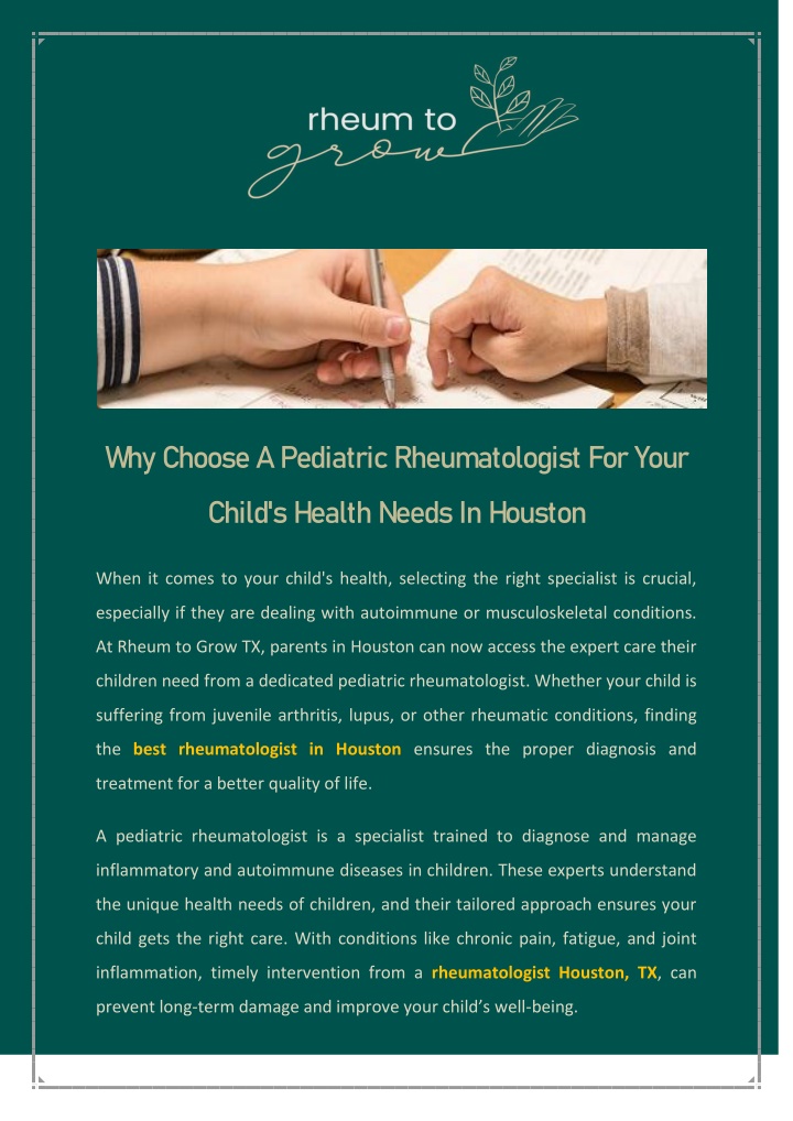 why choose a pediatric rheumatologist for your