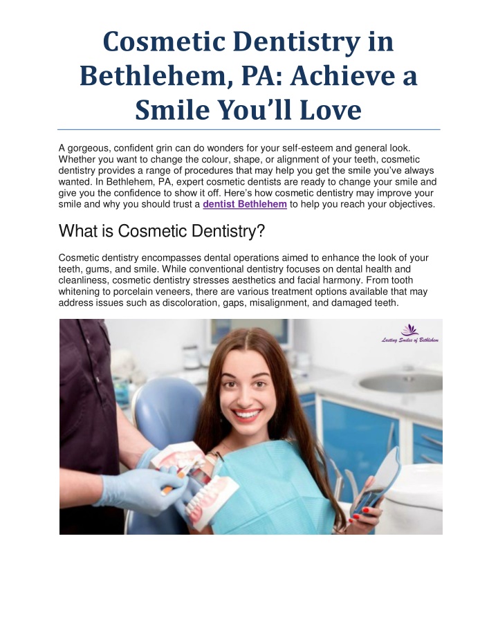 cosmetic dentistry in bethlehem pa achieve