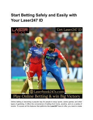 Start Betting Safely and Easily with Your Laser247 ID