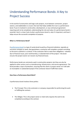 understanding performance bonds
