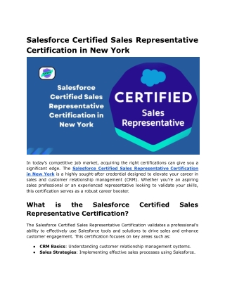salesforce certified sales representative