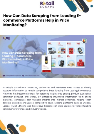 How Can Data Scraping from Leading E-commerce Platforms Help in Price Monitoring