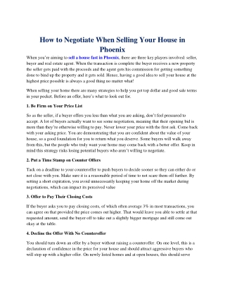 How to Negotiate When Selling Your House in Phoenix