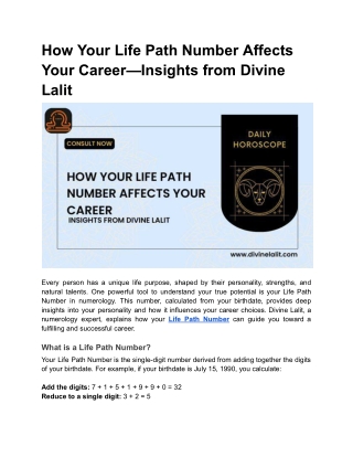 How Your Life Path Number Affects Your Career—Insights from Divine Lalit