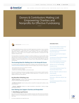 Donors & Contributors Mailing List: Empowering Charities and Nonprofits for Effe