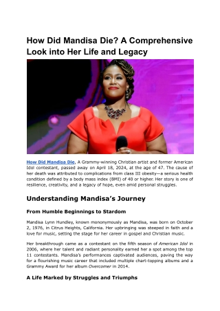 how did mandisa die a comprehensive look into
