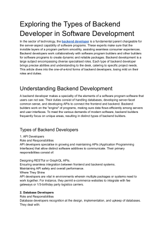 exploring the types of backend developer