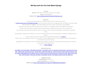 We Buy Junk Cars For Cash Miami Springs