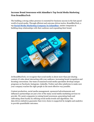 Increase Brand Awareness with Jalandhar's Top Social Media Marketing Firm BrandBizzTech