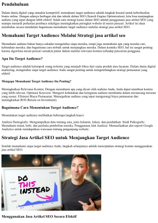 “Memahami Target Audience Melalui Strategi jasa artikel seo”