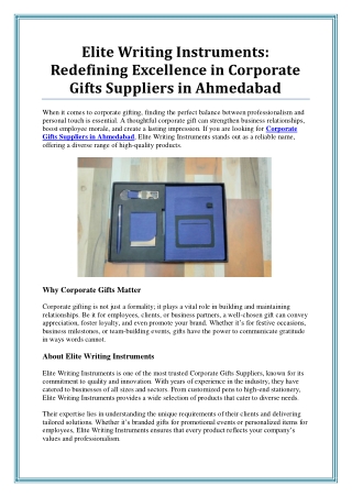 Corporate Gifts Suppliers in Ahmedabad by Elite Writing Instruments