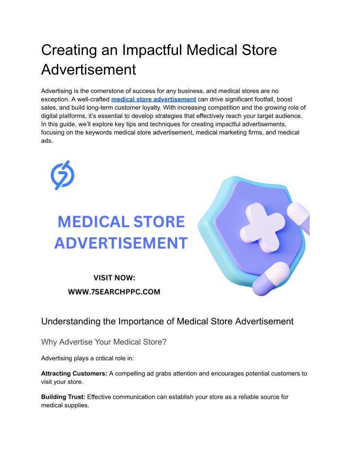 creating an impactful medical store advertisement