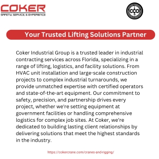 Expert Industrial Crane Services for Your Business by Coker Industrial Group