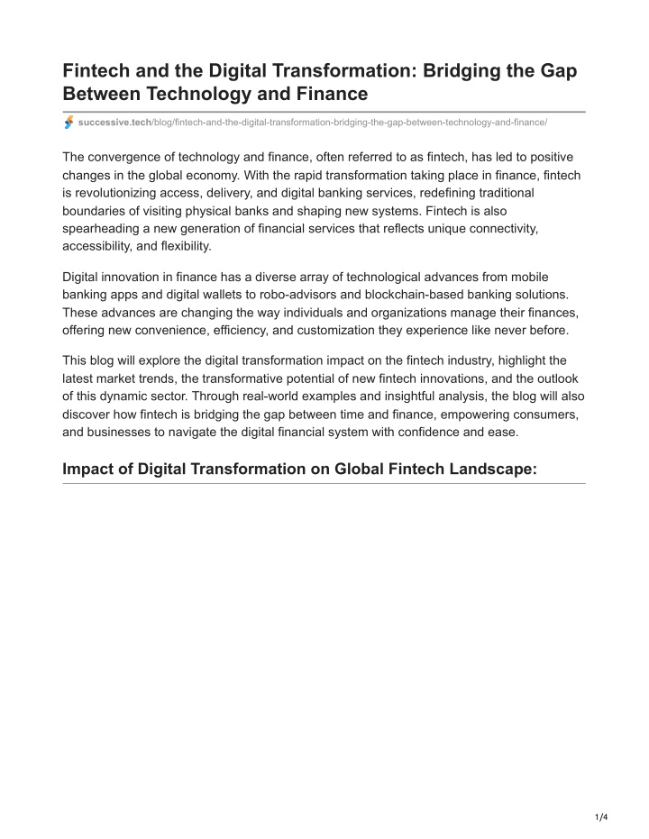 fintech and the digital transformation bridging