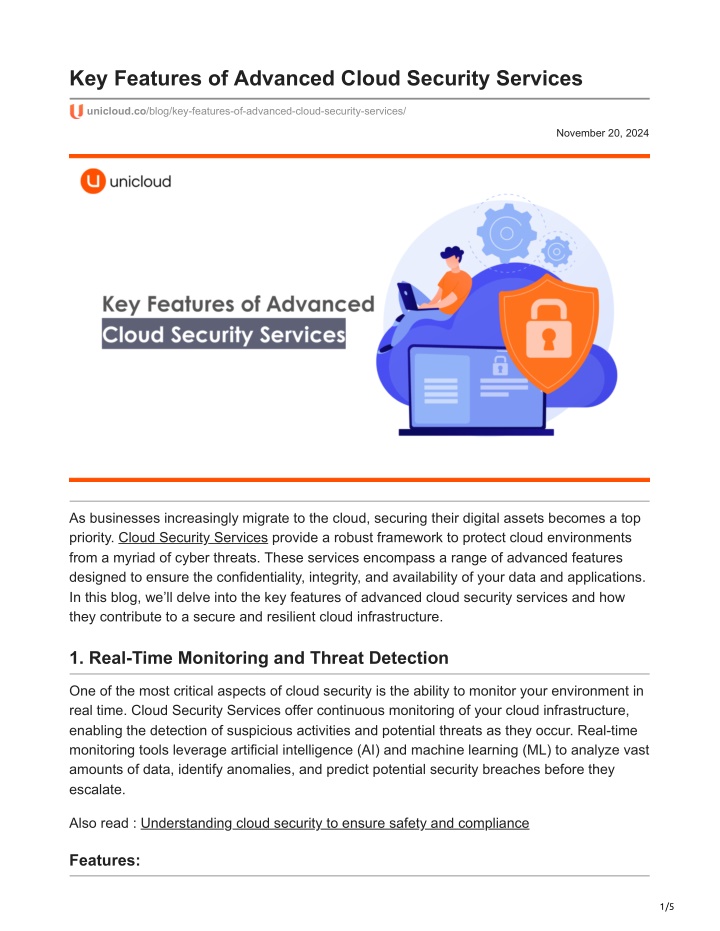 key features of advanced cloud security services