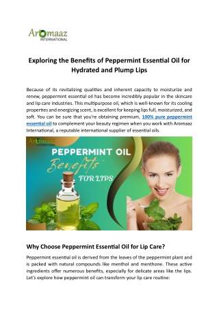 Exploring the Benefits of Peppermint Essential Oil for Hydrated and Plump Lips