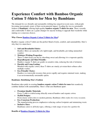 Experience Comfort with Bamboo Organic t shirt