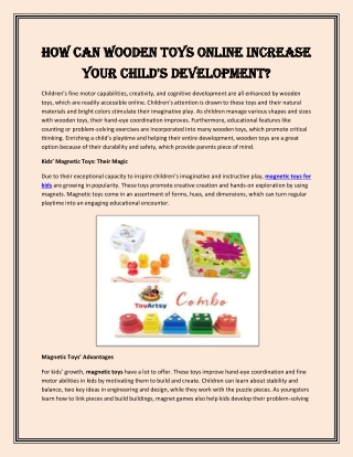 How Can Wooden Toys Online Increase Your Child's Development