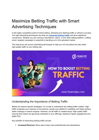 Maximize Betting Traffic with Smart Advertising Techniques