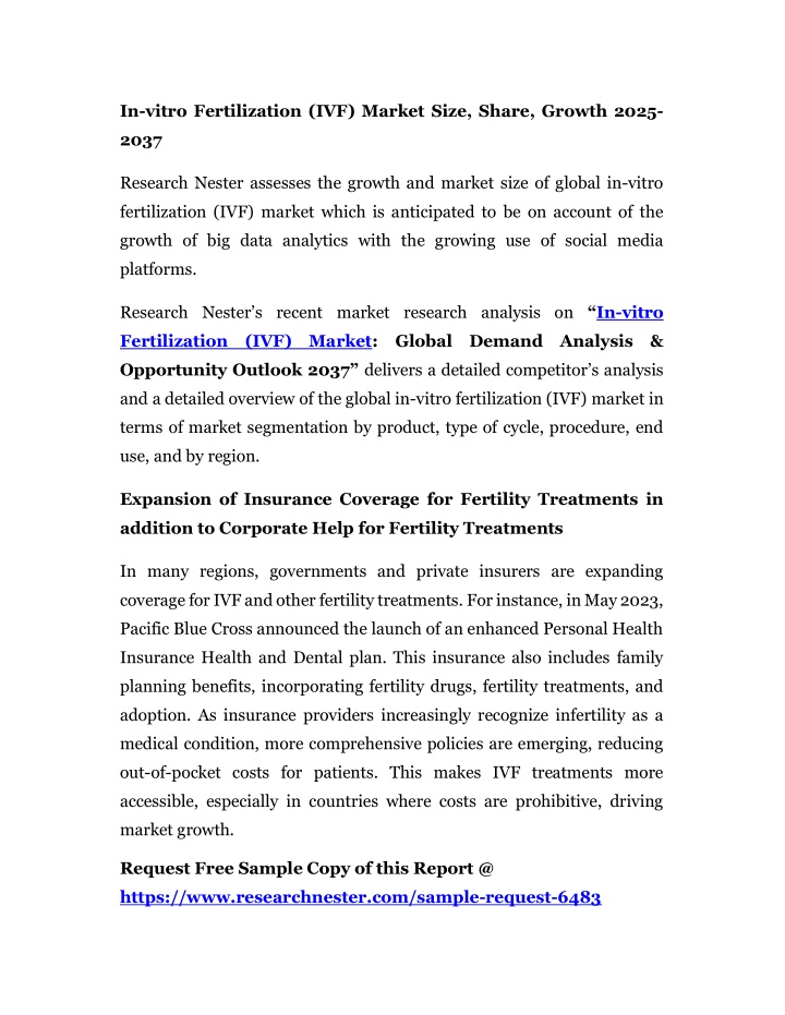 in vitro fertilization ivf market size share