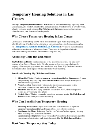 Temporary Housing Solutions in Las Cruces