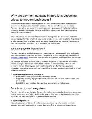 Importance of payment gateway integrations for modern businesses