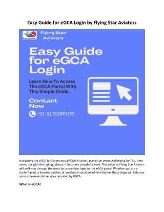 Easy Guide for eGCA Login by Flying Star Aviators