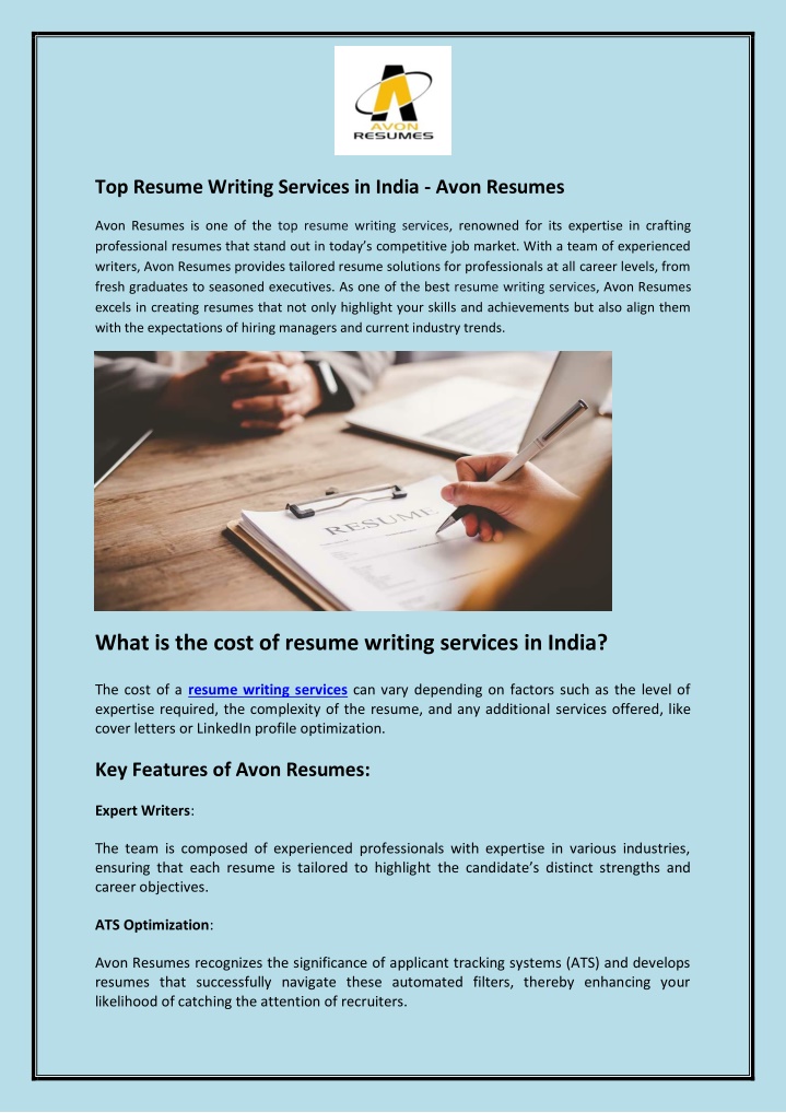 top resume writing services in india avon resumes